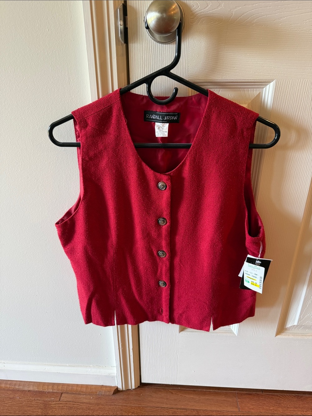Women's Red Button-Front Vest